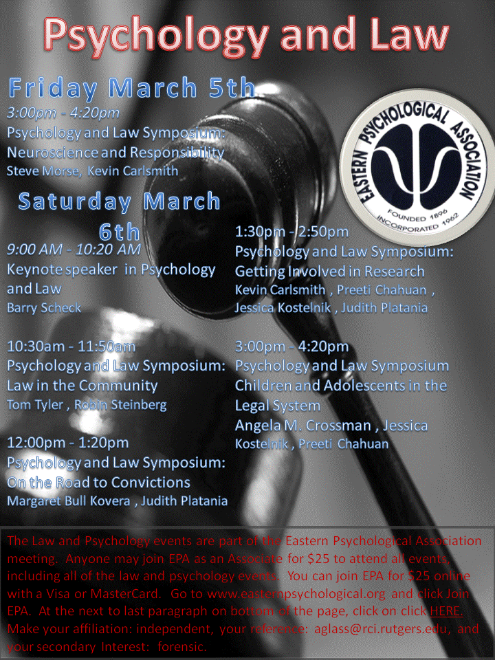 Law and Psychology Flyer Eastern Psychological Association